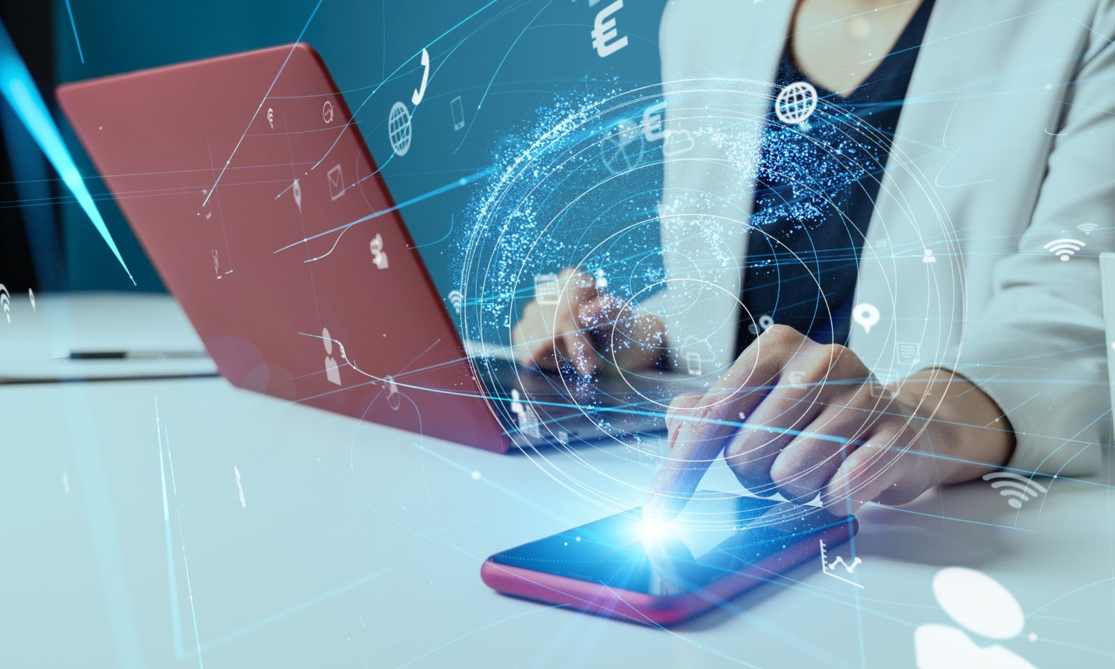 Business and technology concept. Communication network.
