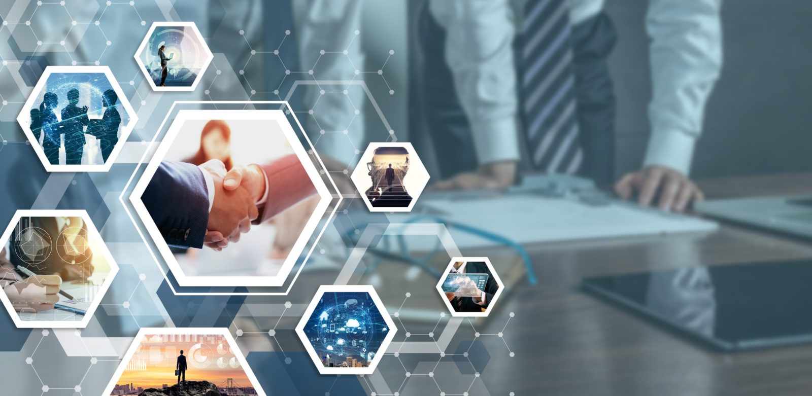 Business and communication network concept. Business partnership concept.